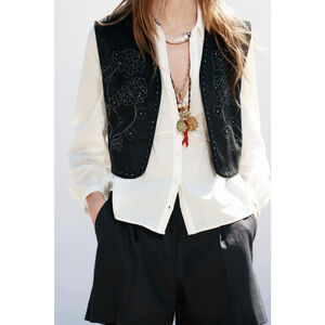 Sparkly Faux Suede Vest Size S